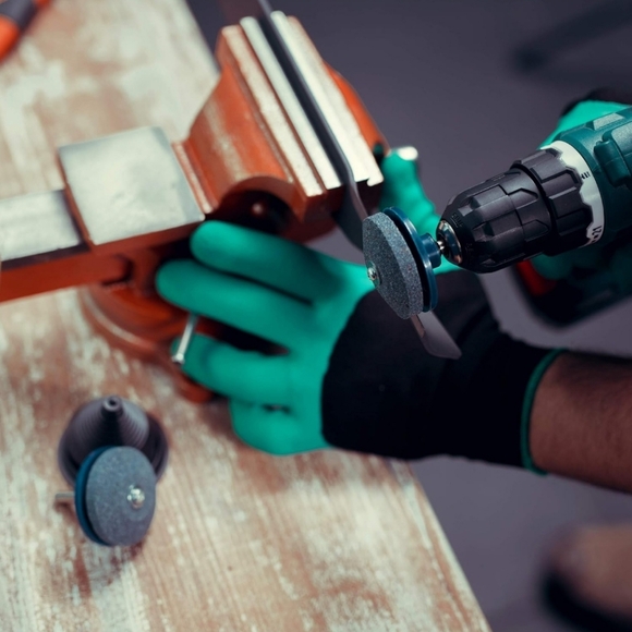 Lawn Mower Blade Sharpener Drill Attachment Kit w/ Free Blade Balancer & More - Picture 3 of 8